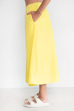TIBI - Italian Sporty Nylon Side Shirred Circle Skirt, Yellow