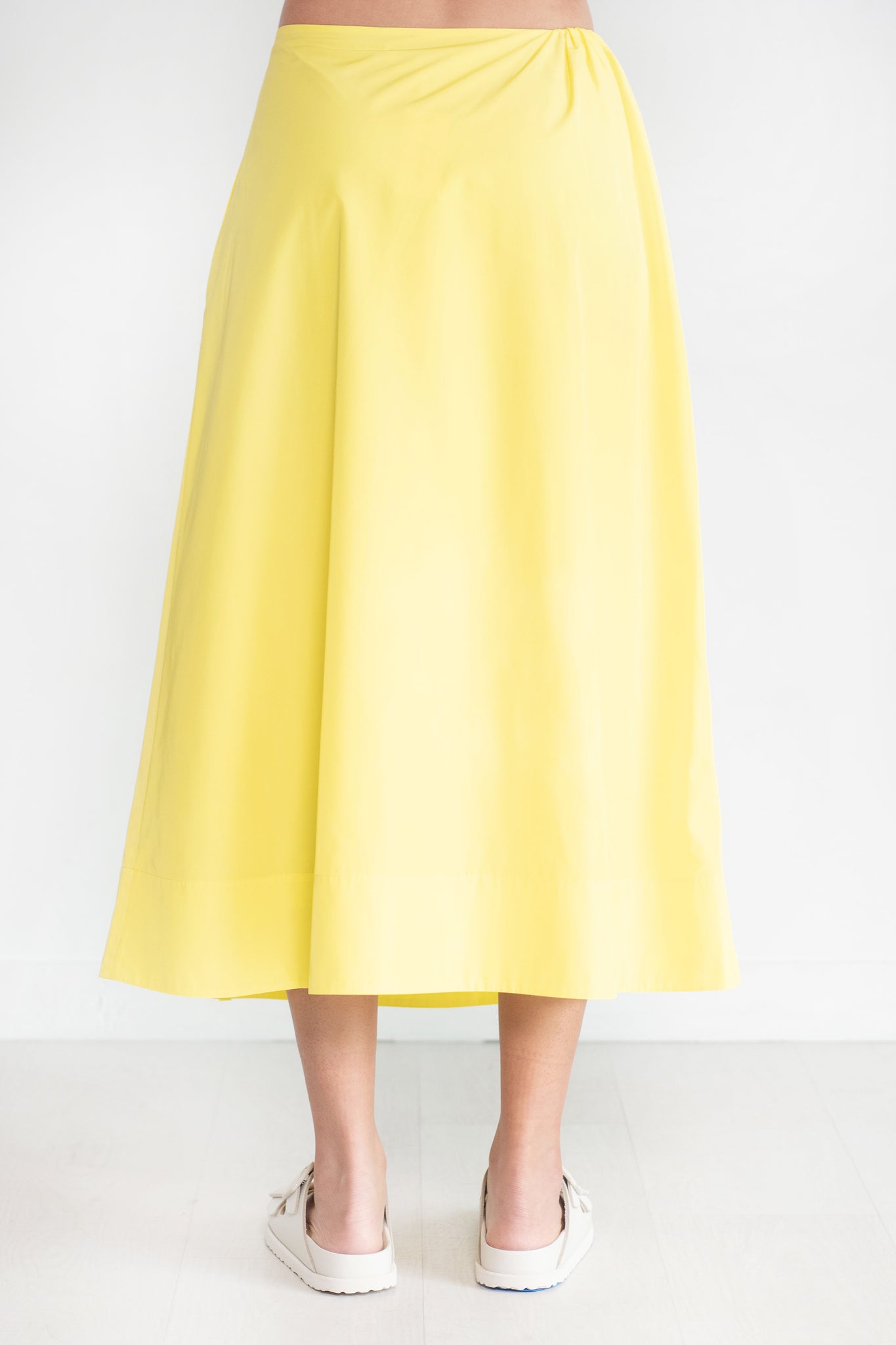 TIBI - Italian Sporty Nylon Side Shirred Circle Skirt, Yellow