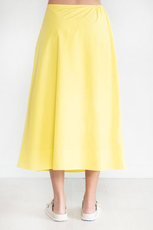 TIBI - Italian Sporty Nylon Side Shirred Circle Skirt, Yellow