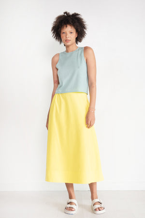 TIBI - Italian Sporty Nylon Side Shirred Circle Skirt, Yellow