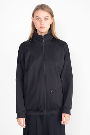 TIBI - Active Knit Zipper Detailed Track Jacket, Black