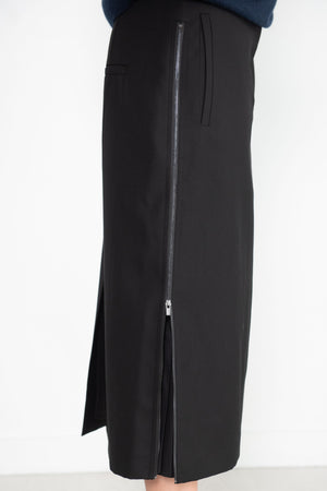 TIBI - Grain De Poudre Trouser Skirt With Pleat Panel, Black