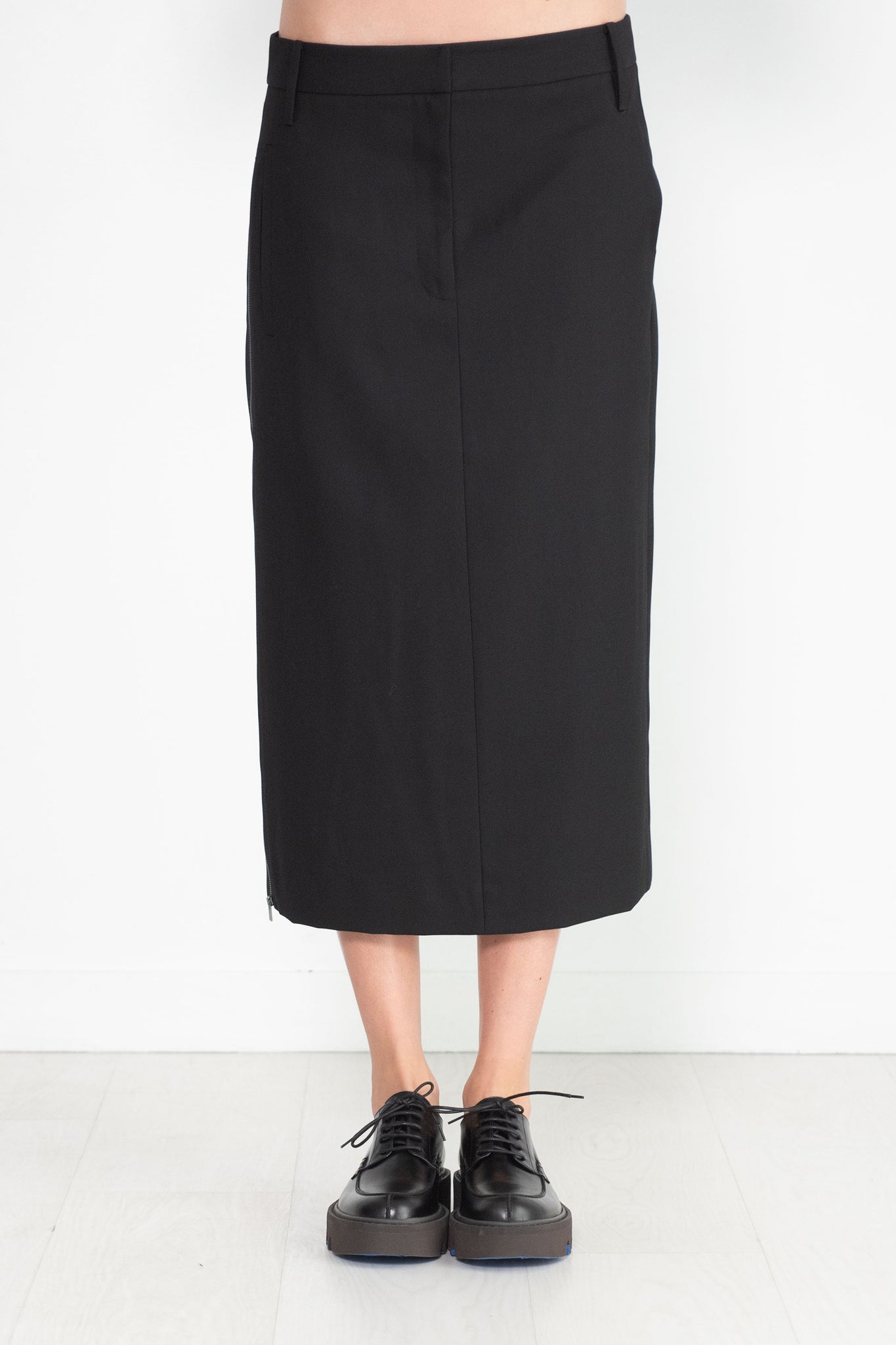 TIBI - Grain De Poudre Trouser Skirt With Pleat Panel, Black