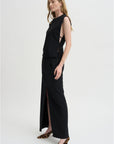 Recycled Tropical Wool Bib Top, Black