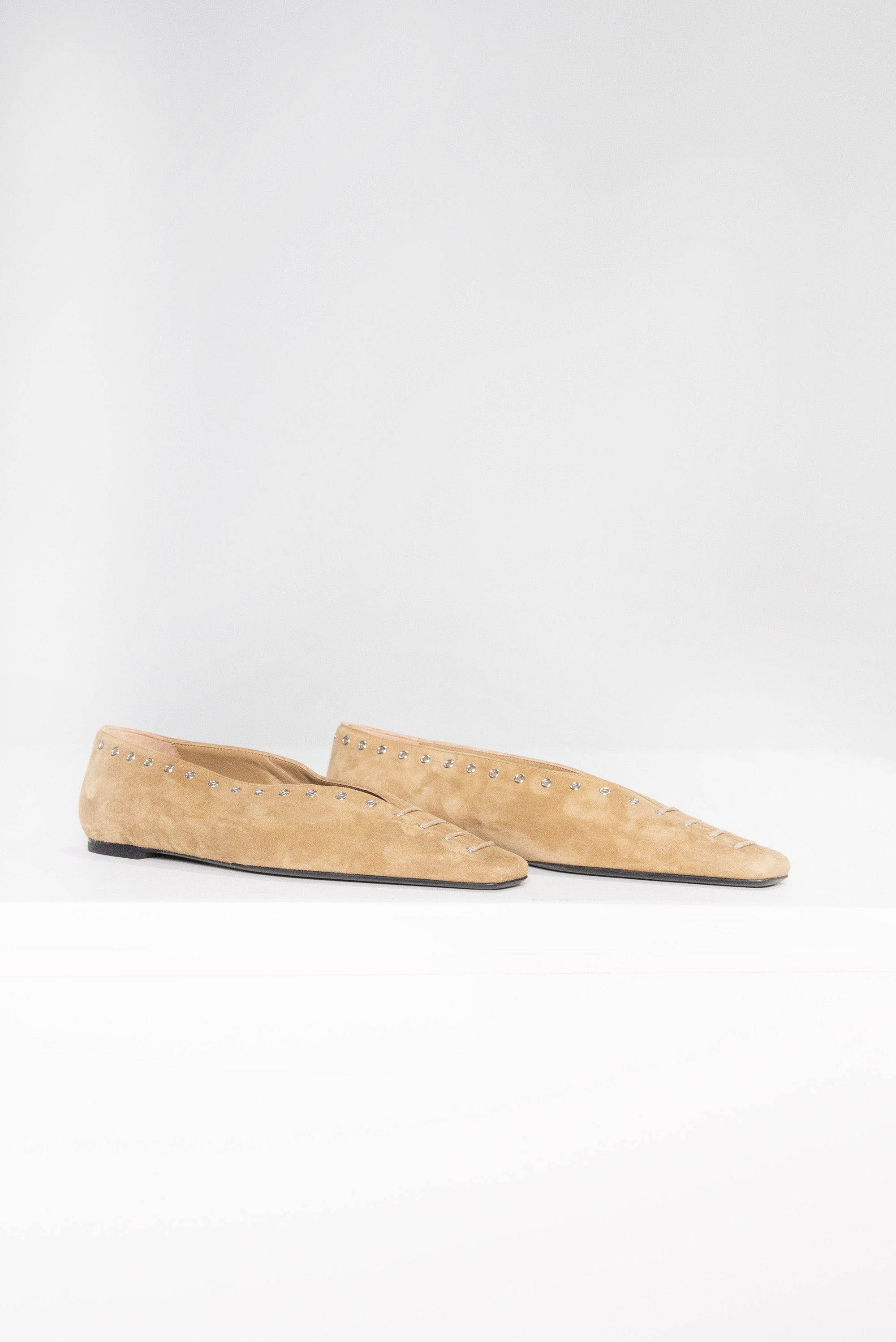 Suede Lace Up Ballerinas, Desert