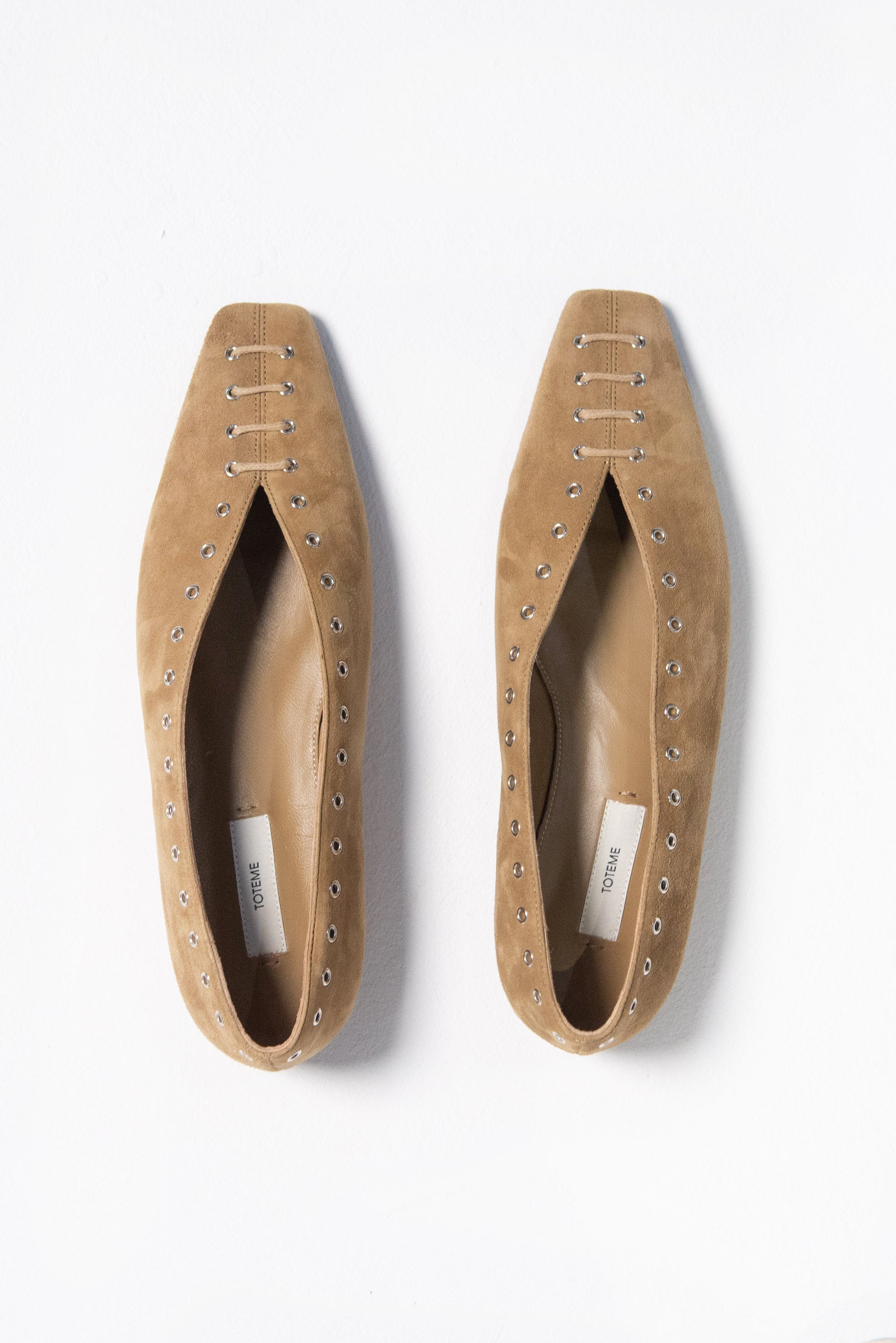 Suede Lace Up Ballerinas, Desert