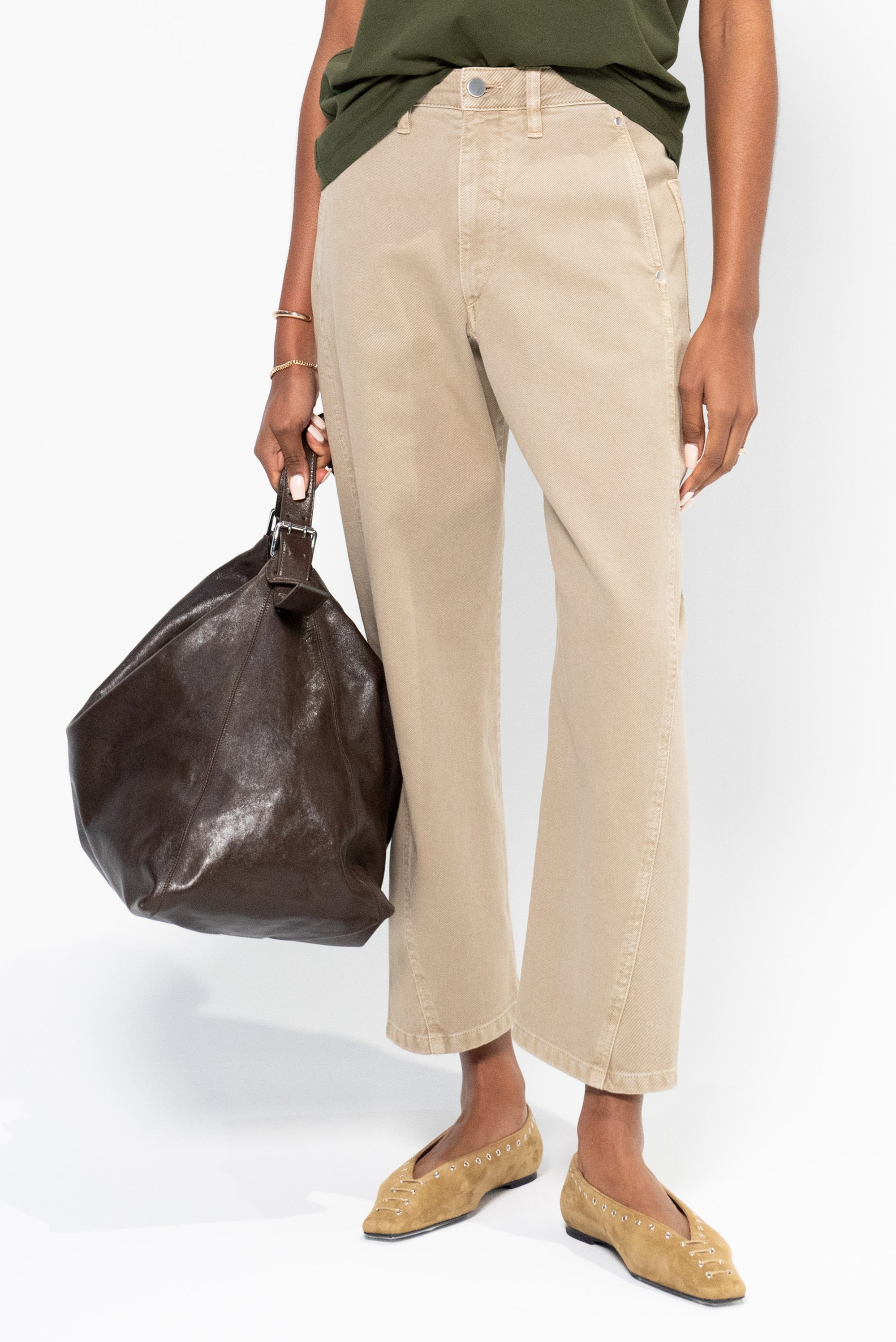 Suede Lace Up Ballerinas, Desert