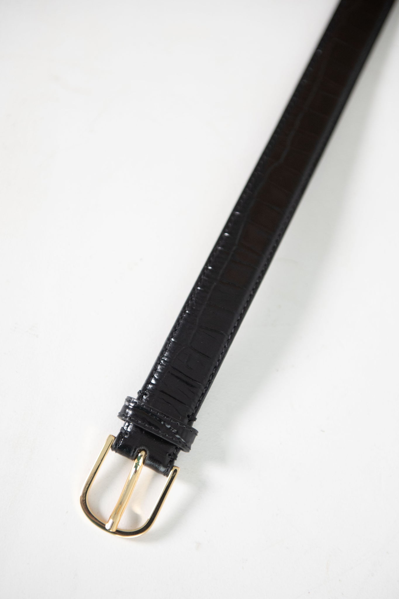 Totême - Slim Trouser Leather Belt, Black Croco