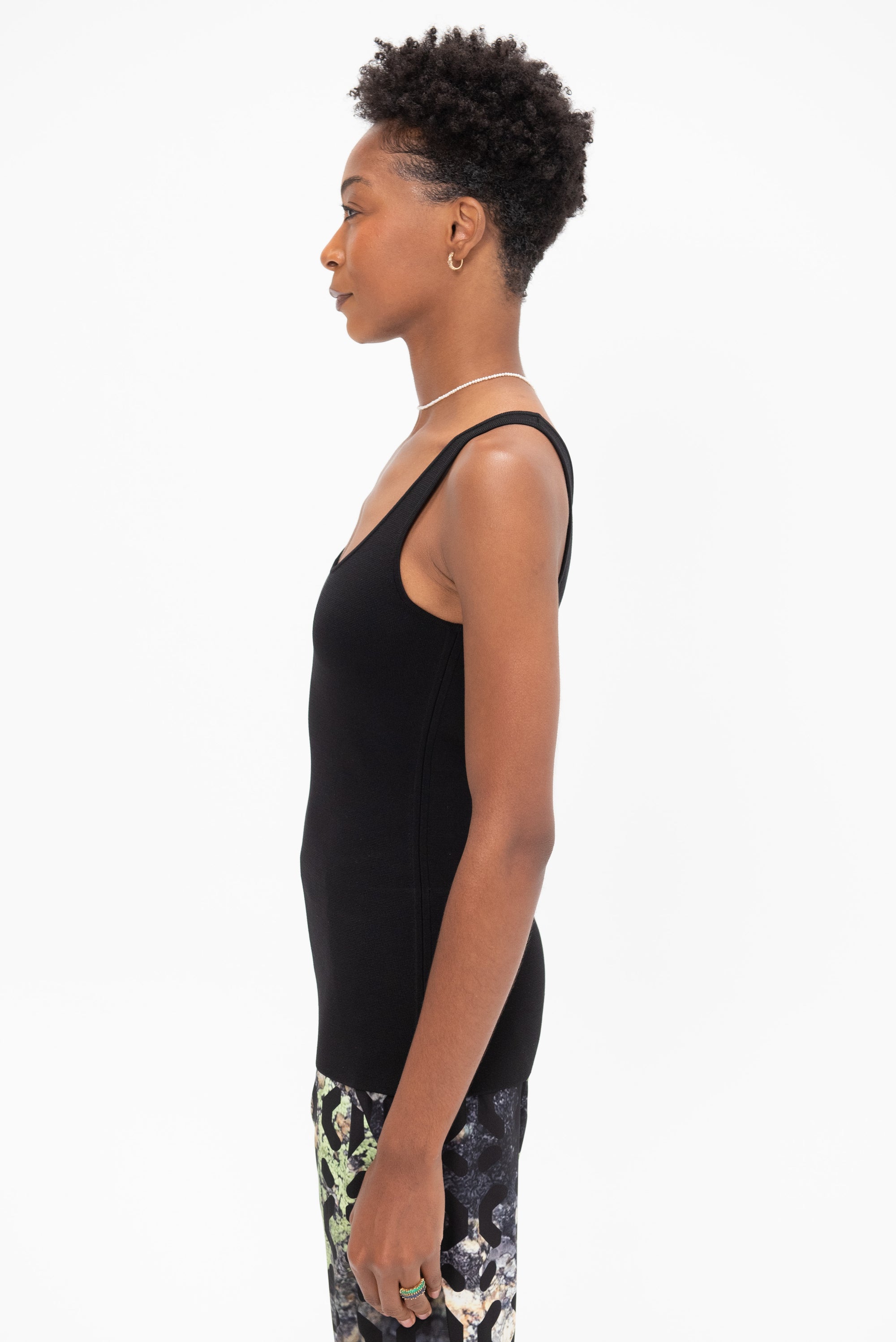 Compact Knit Tank, Black