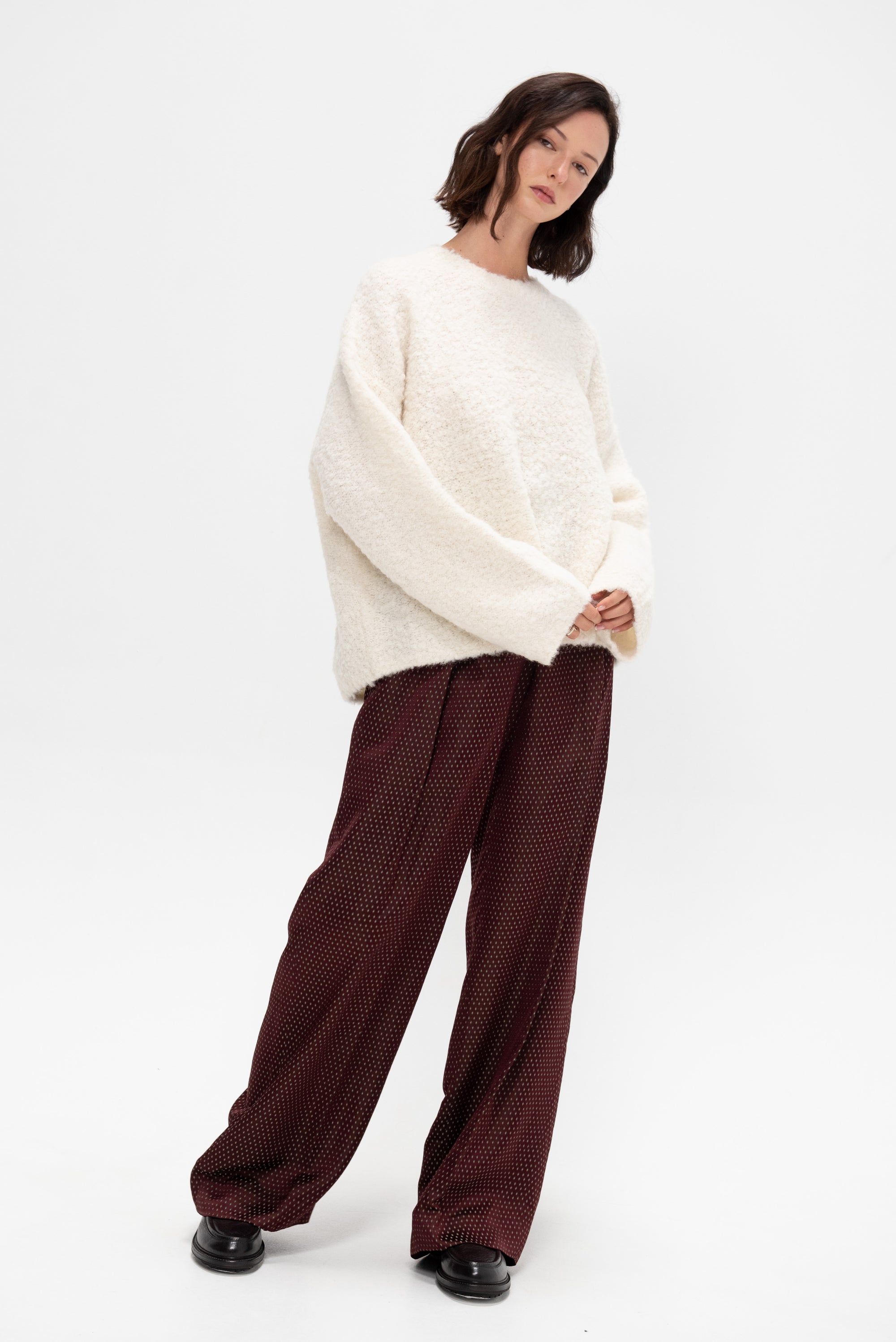Boxy Bouclé Knit, Milk