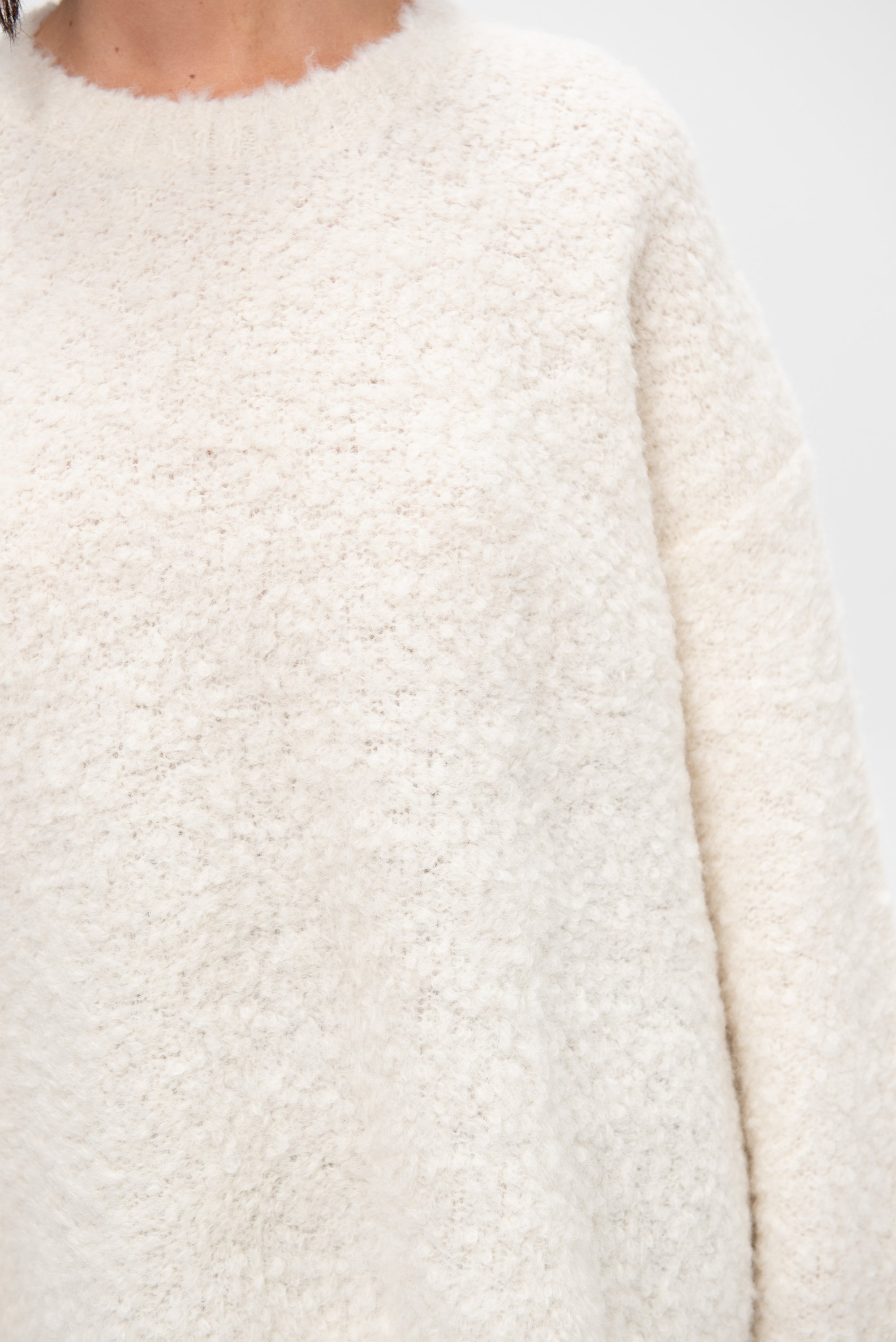 Boxy Bouclé Knit, Milk