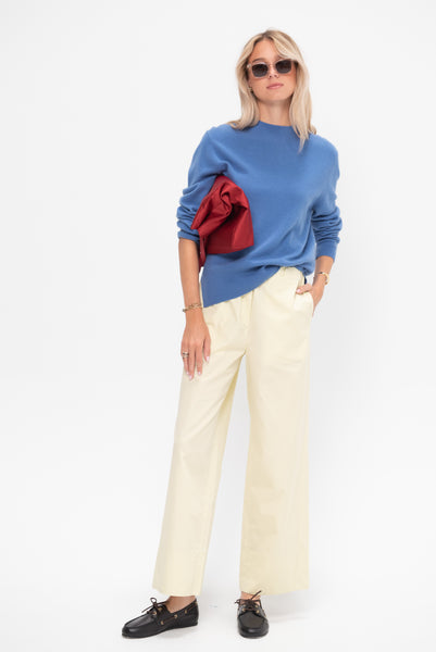 パンツ Toteme Twisted seam organic cotton boxer pants Toteme Twisted Seam Boxer Trouser, Straw – Kick Pleat