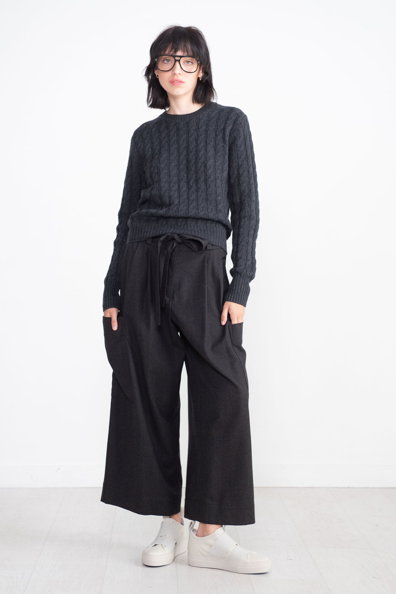 TOTEME - Petite Cable Knit, Charcoal Melange