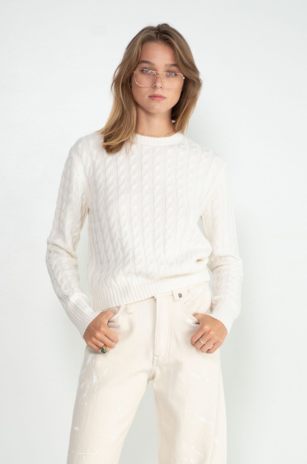TOTEME - Petite Cable Knit, Cream