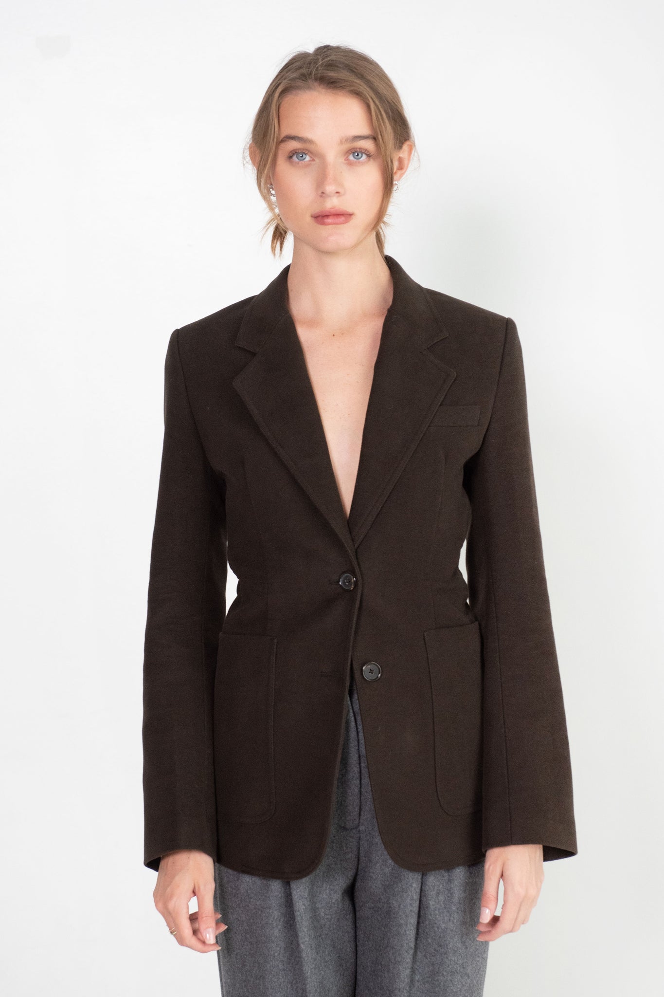 TOTEME - Cinched-Waist Moleskin Blazer, Espresso