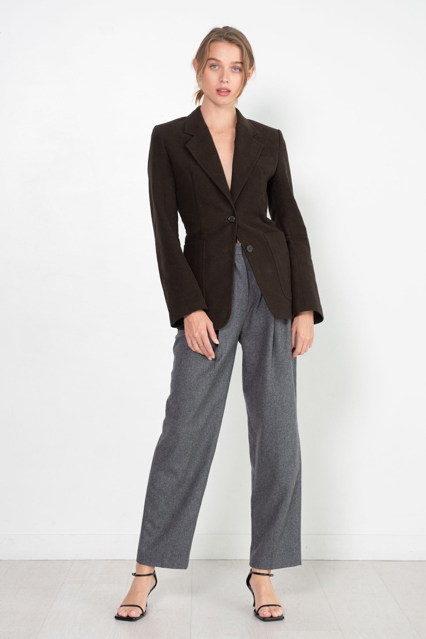 TOTEME - Cinched-Waist Moleskin Blazer, Espresso