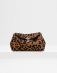 Mini T-Lock Pony Hair Clutch, Leopard