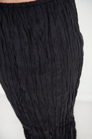 Totême - Crinkled Silk Midi Skirt, Black