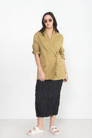 Totême - Crinkled Silk Midi Skirt, Black