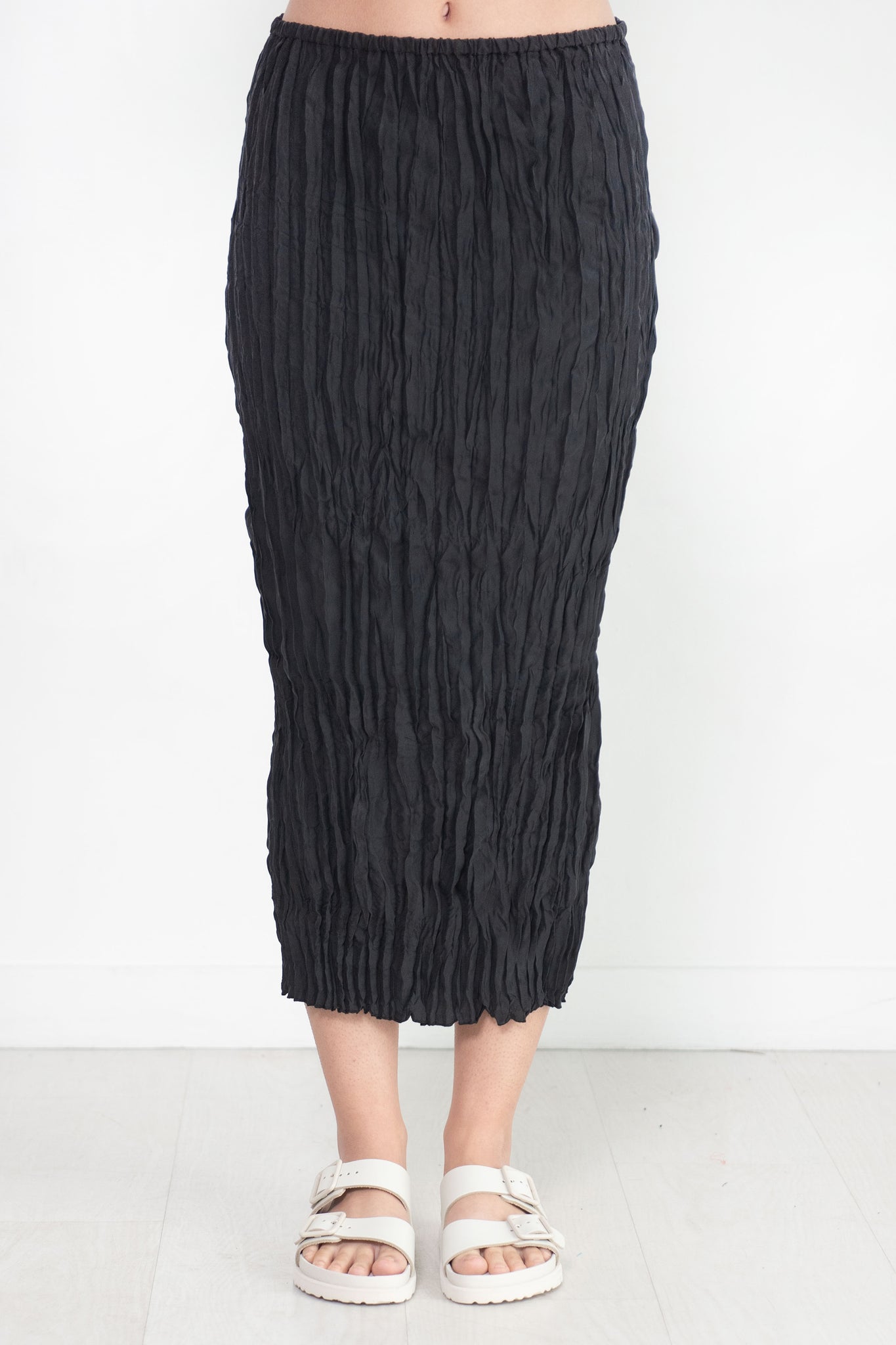 Totême - Crinkled Silk Midi Skirt, Black