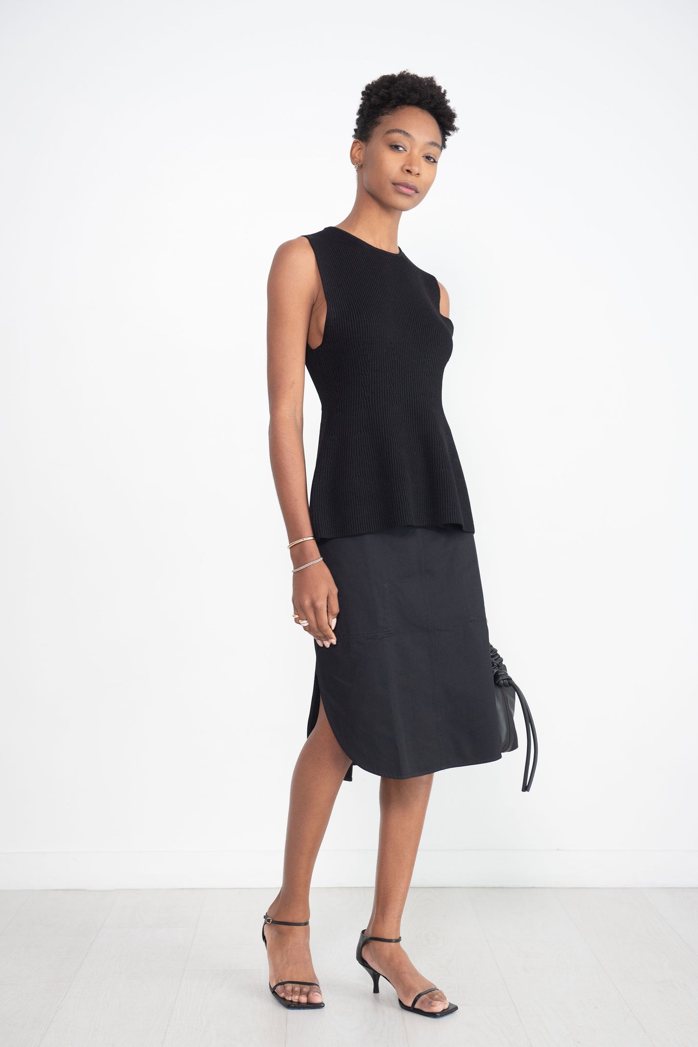 Totême - Curved-hem Cotton Skirt, Black
