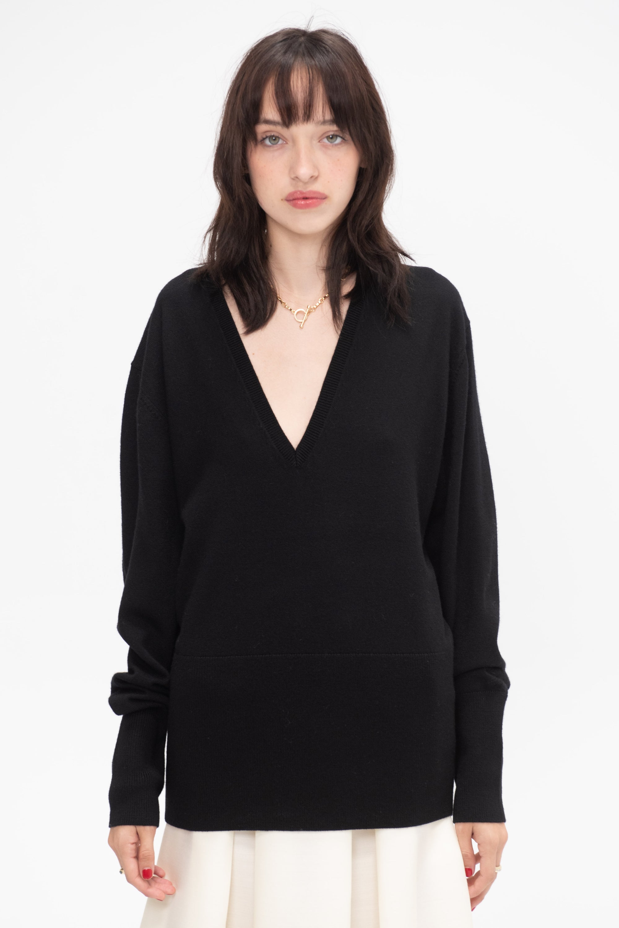 TOTEME - Deep Vneck Knit, Black