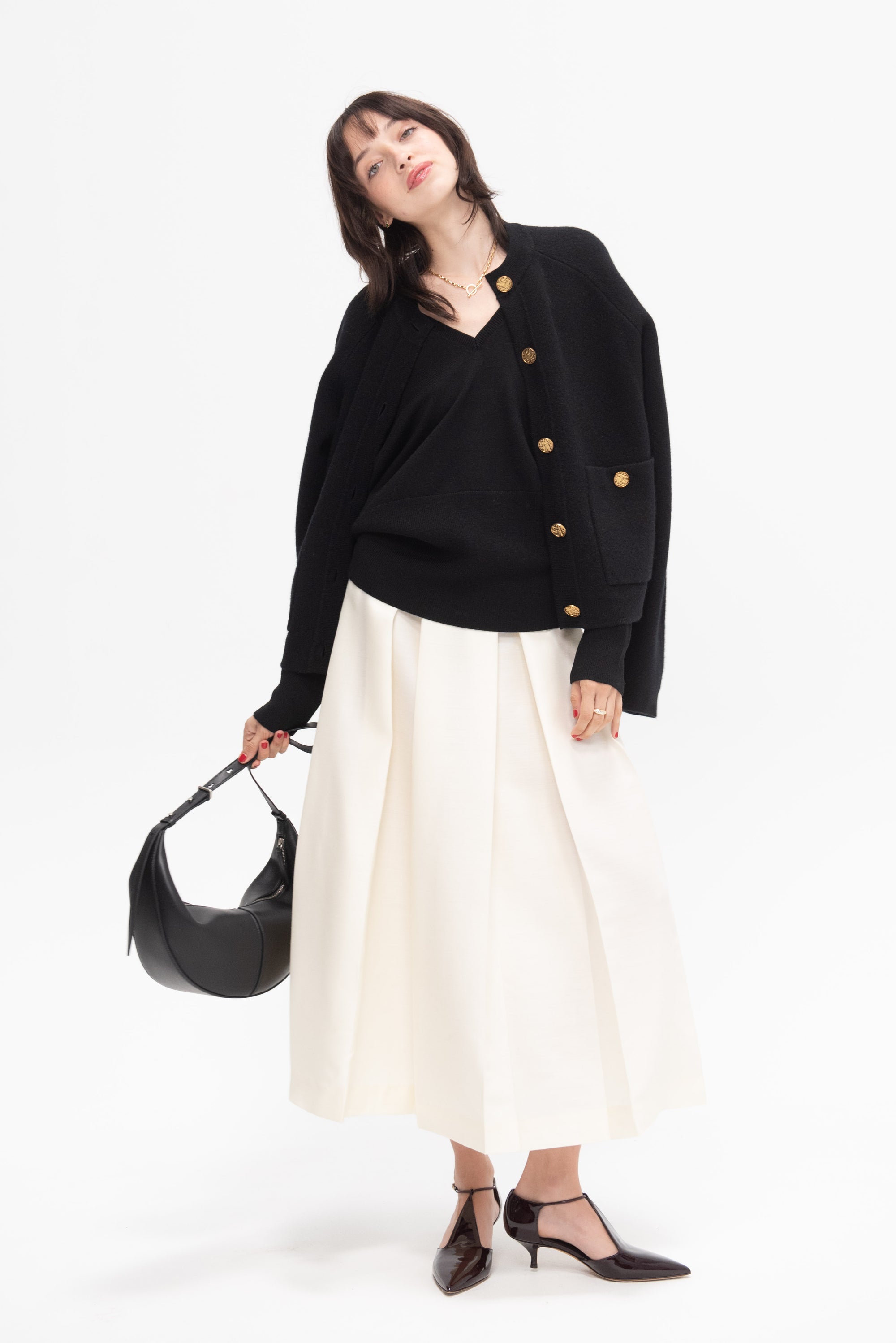TOTEME - Deep Vneck Knit, Black