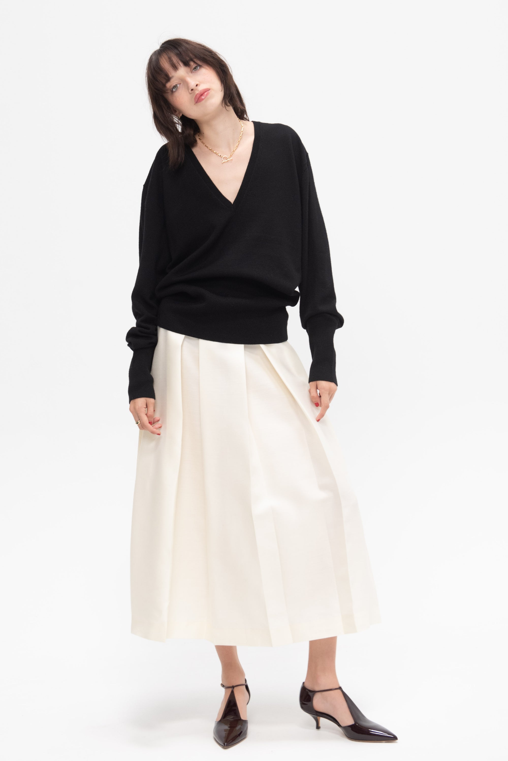 TOTEME - Deep Vneck Knit, Black