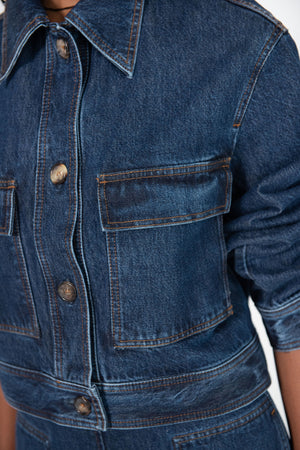 Totême - Cropped Denim Jacket, Dark Blue