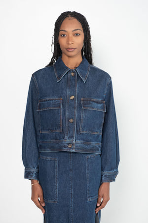 Totême - Cropped Denim Jacket, Dark Blue