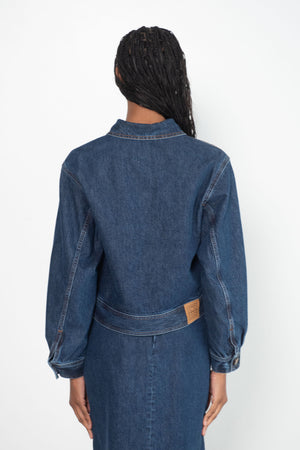 Totême - Cropped Denim Jacket, Dark Blue