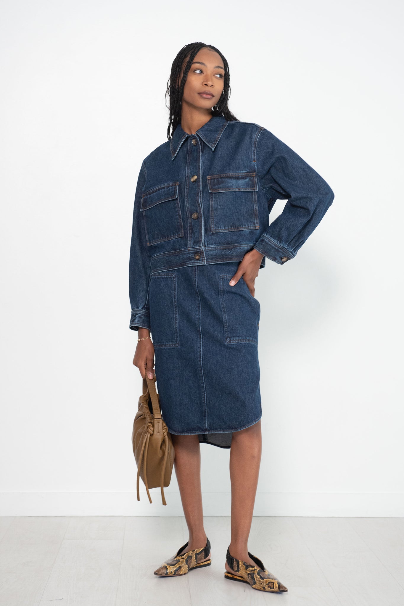 Totême - Cropped Denim Jacket, Dark Blue