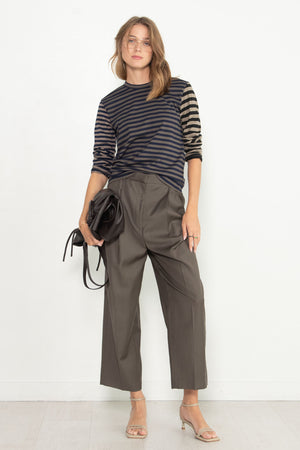 TOTEME - Double Pleated Cropped Trouser, Ash