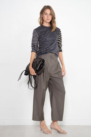 TOTEME - Double Pleated Cropped Trouser, Ash