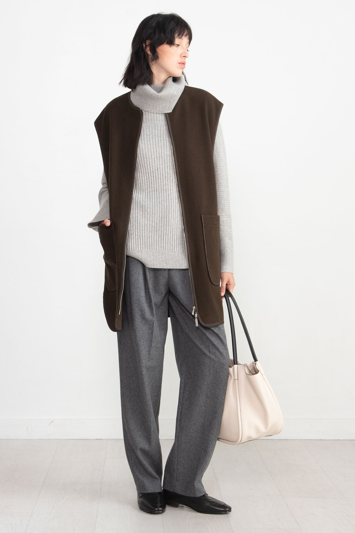 TOTEME - Double-Pleated Tailored Trousers, Grey Melange