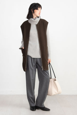 TOTEME - Double-Pleated Tailored Trousers, Grey Melange