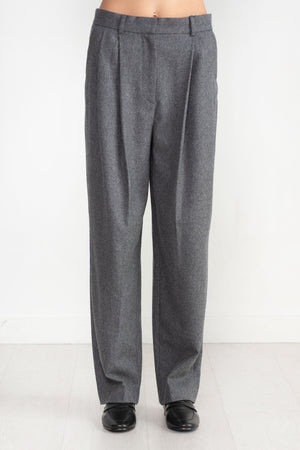 TOTEME - Double-Pleated Tailored Trousers, Grey Melange
