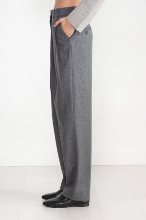 TOTEME - Double-Pleated Tailored Trousers, Grey Melange