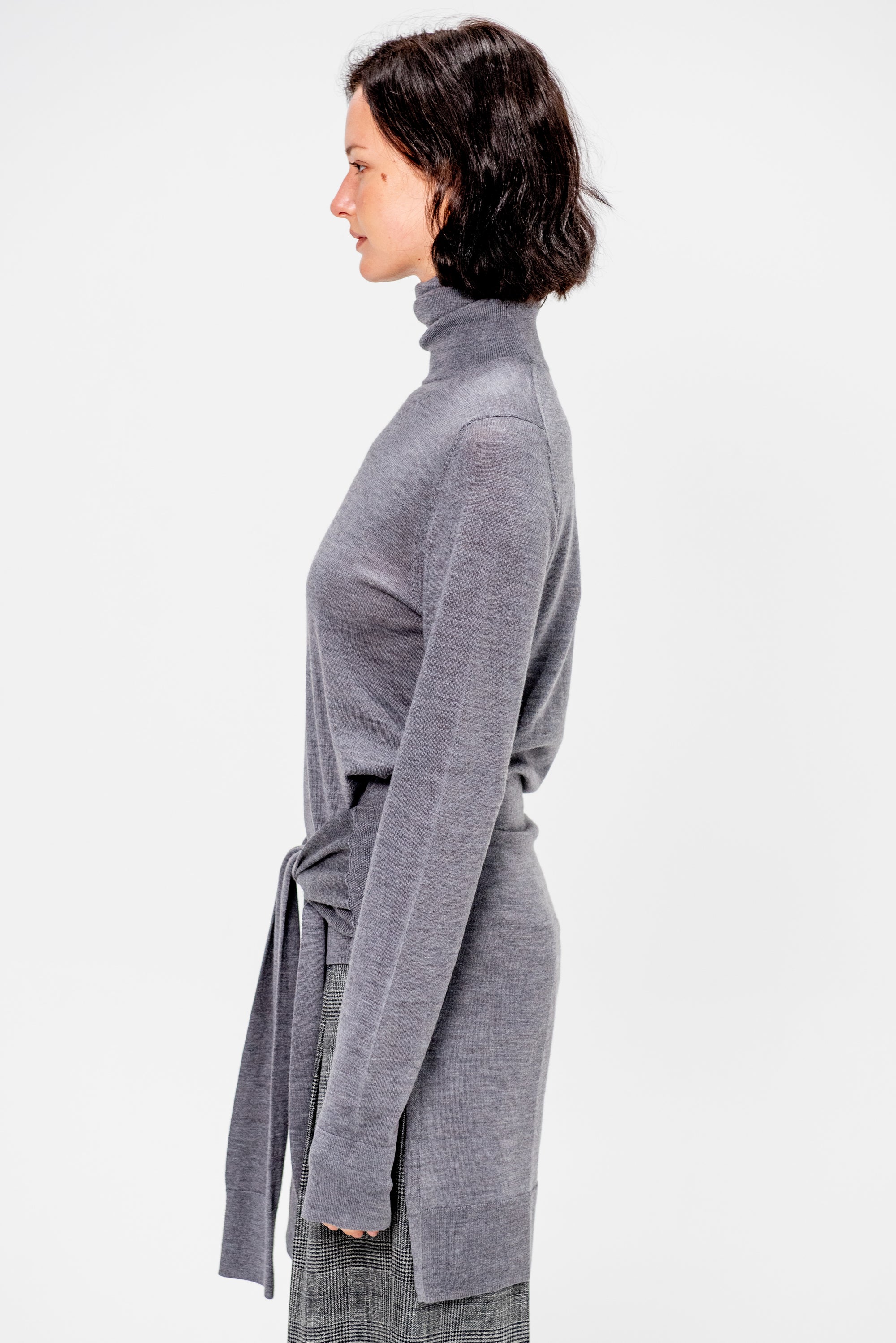Double-sleeve Turtleneck, Mid-Grey