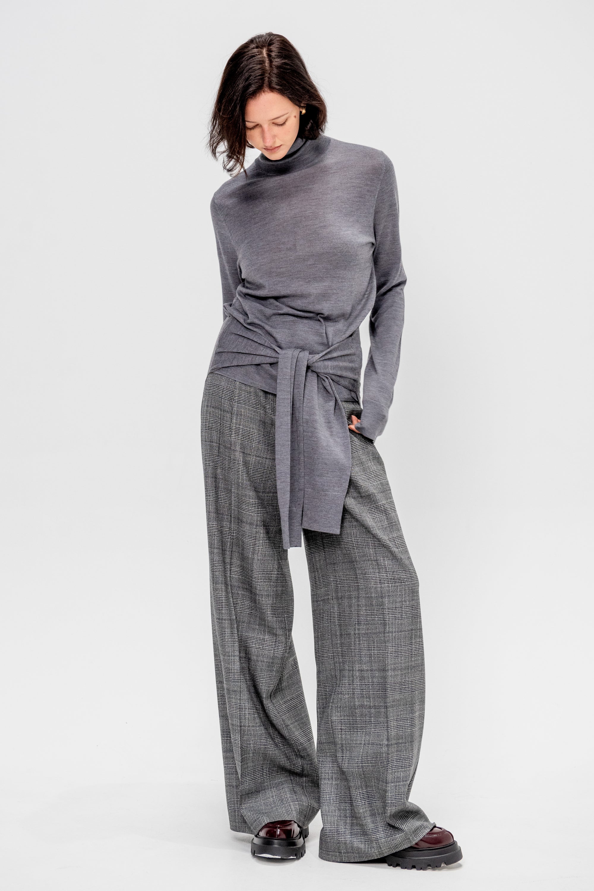 Double-sleeve Turtleneck, Mid-Grey