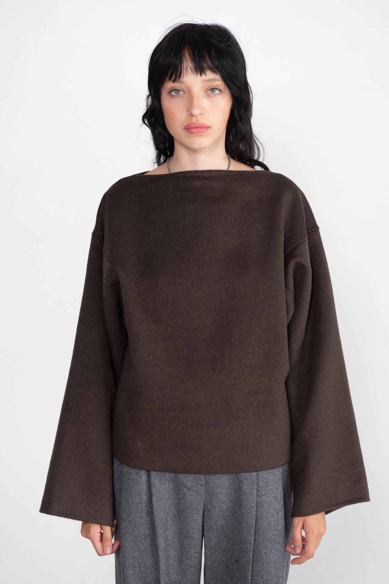 Totême - Doublé Wool Top, Chocolate Melange