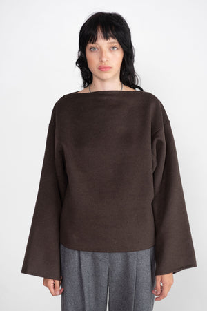 Totême - Doublé Wool Top, Chocolate Melange