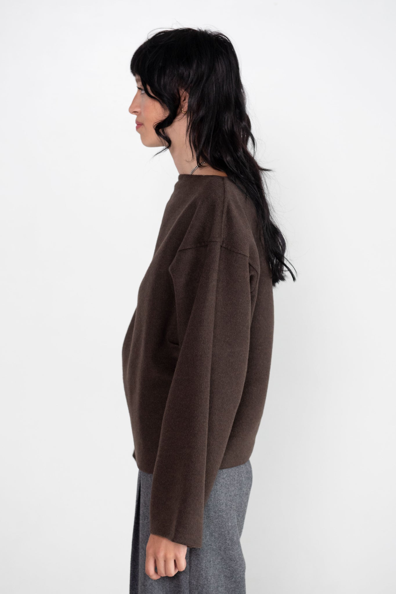 Totême - Doublé Wool Top, Chocolate Melange