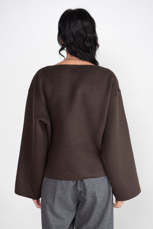 Totême - Doublé Wool Top, Chocolate Melange