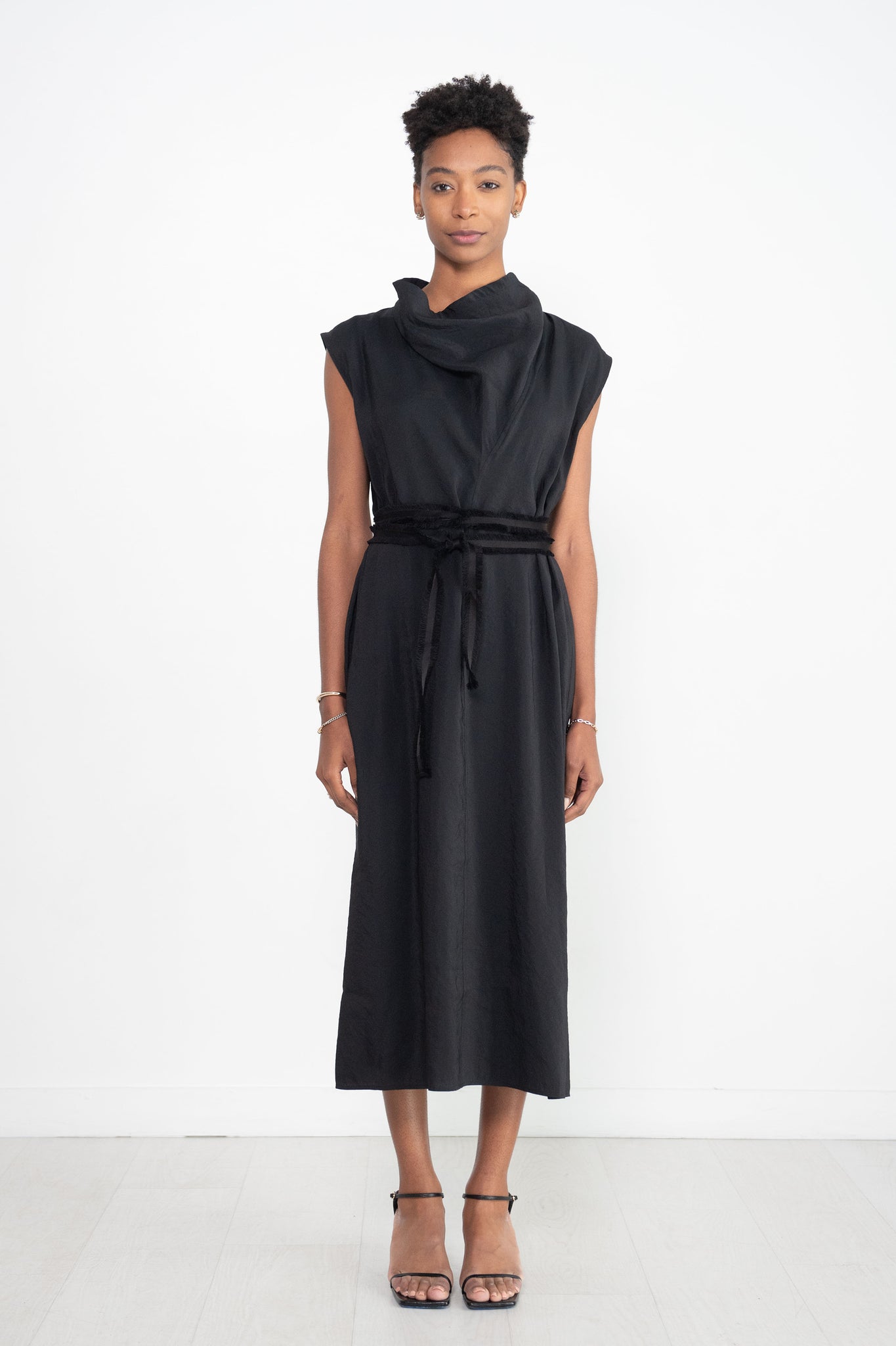 Totême - Folded-neck Dress, Black