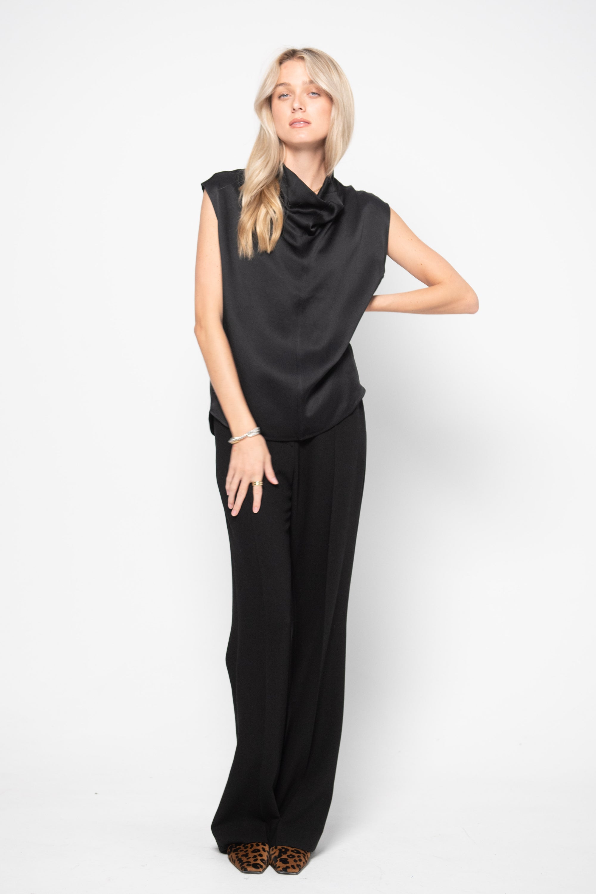 Sleeveless Funnel Neck Top