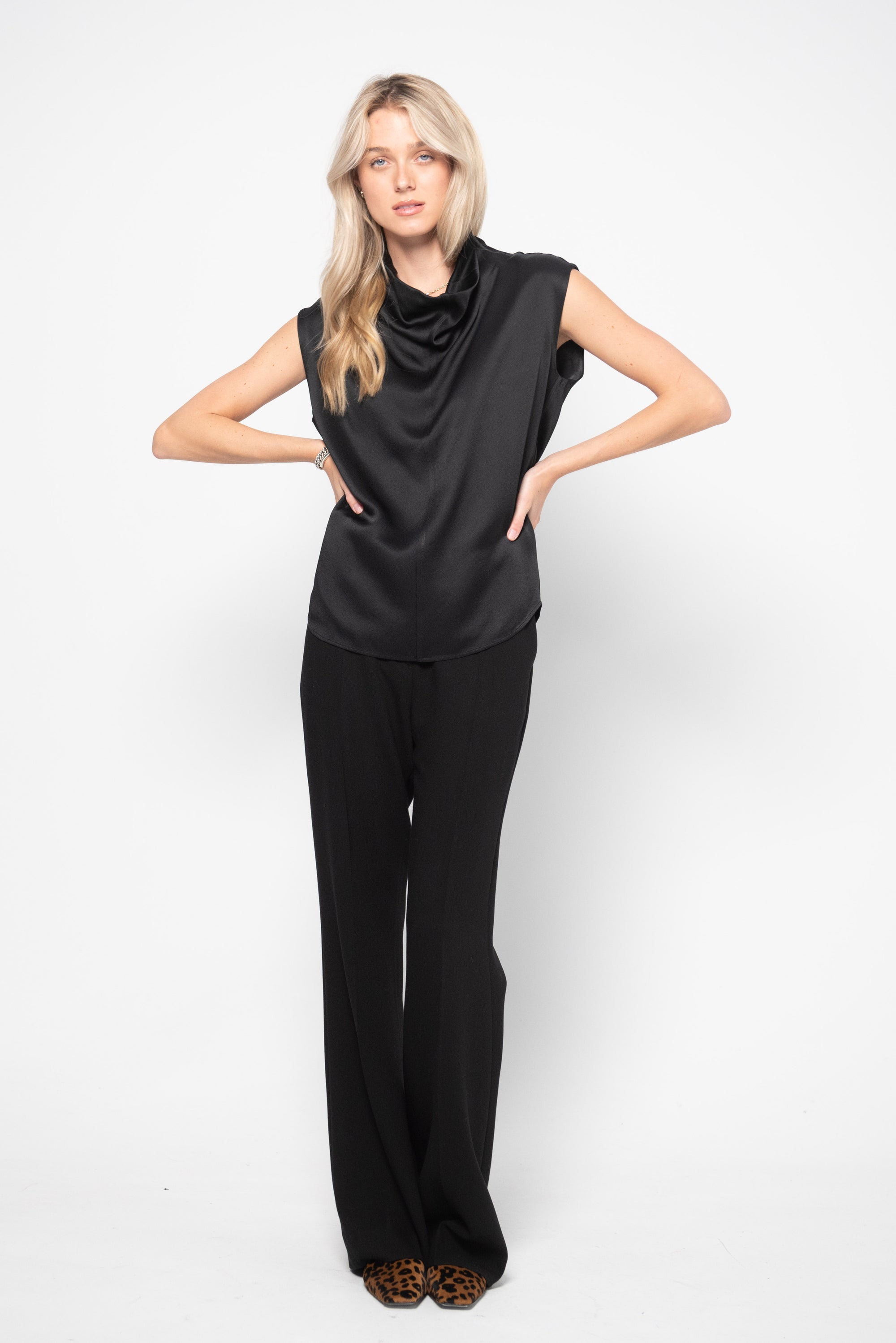 Sleeveless Funnel Neck Top