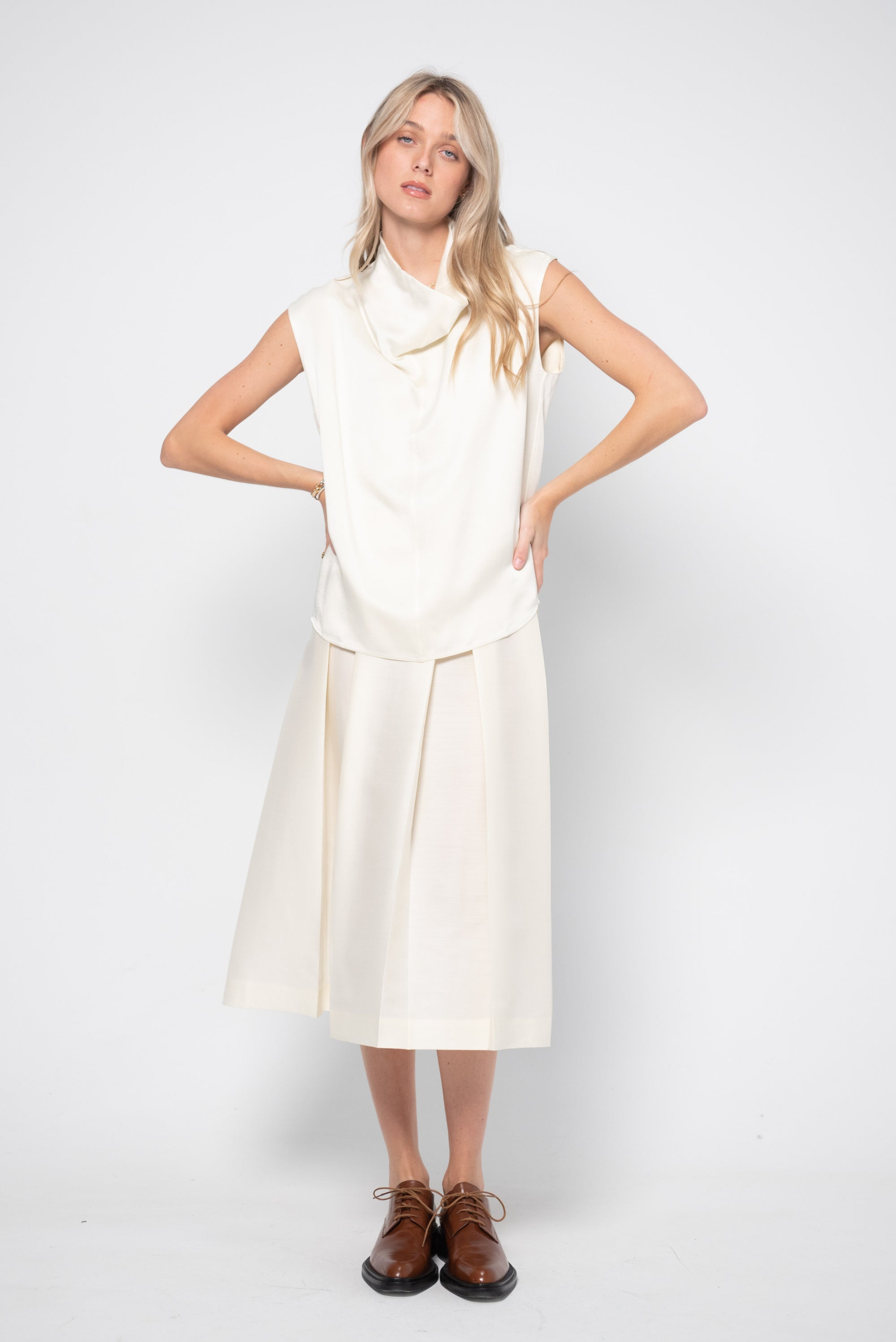 Sleeveless Funnel Neck Top
