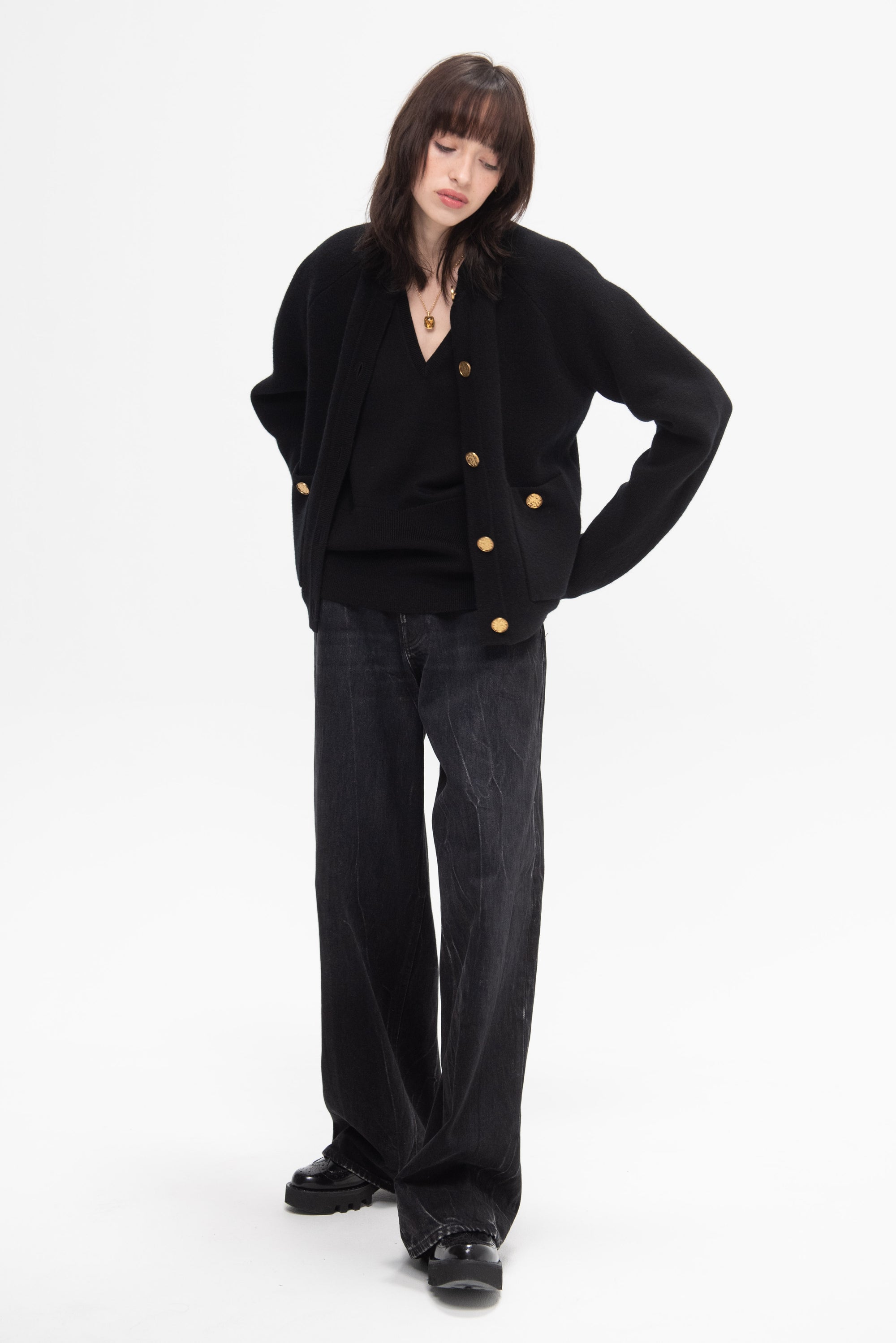 TOTEME - Hammered Button Cardigan, Black