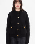 TOTEME - Hammered Button Cardigan, Black